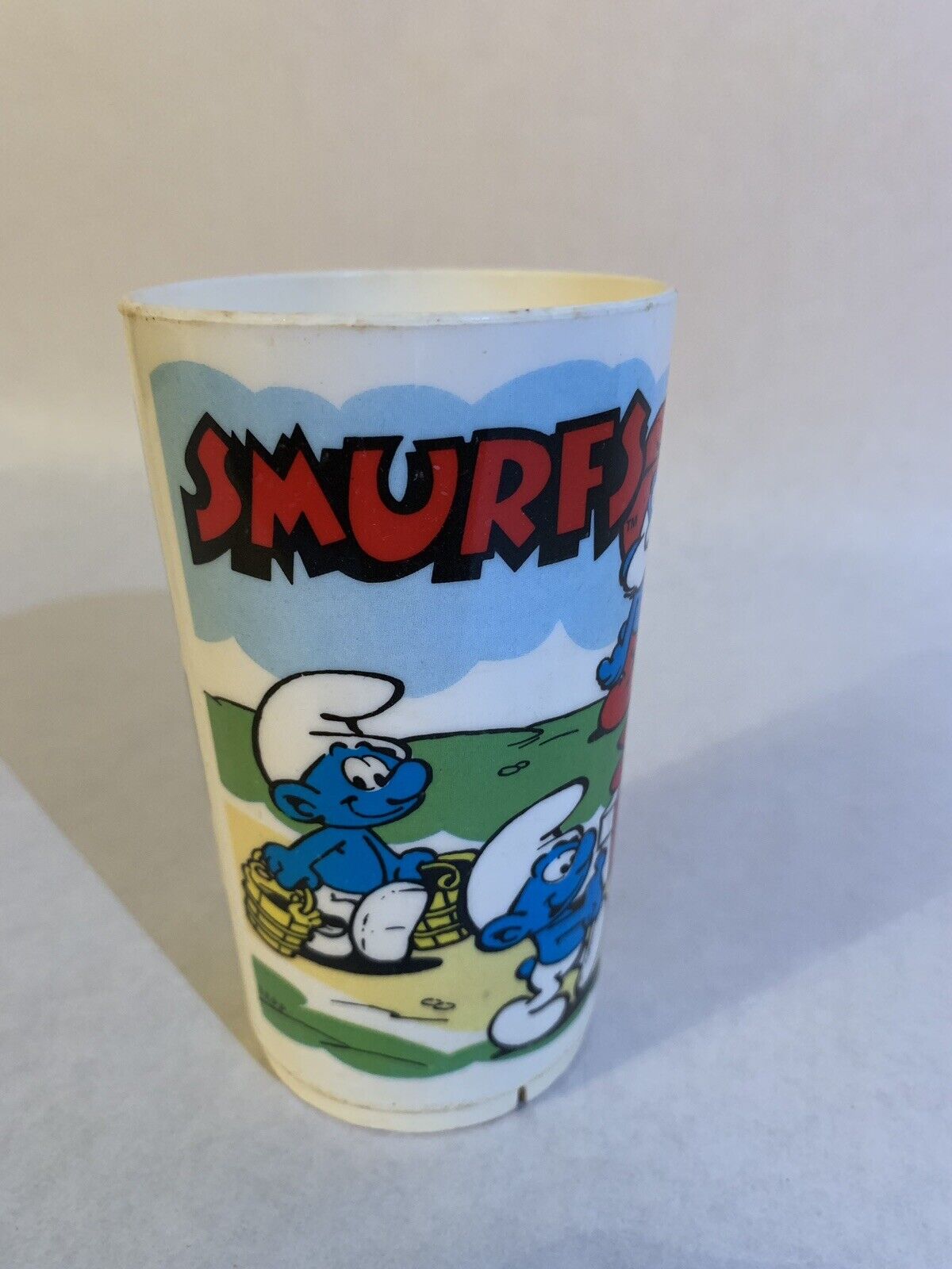 Vintage 1980s DEKA Plastic SMURFS Character Childrens Drinking Cup 4 Inch