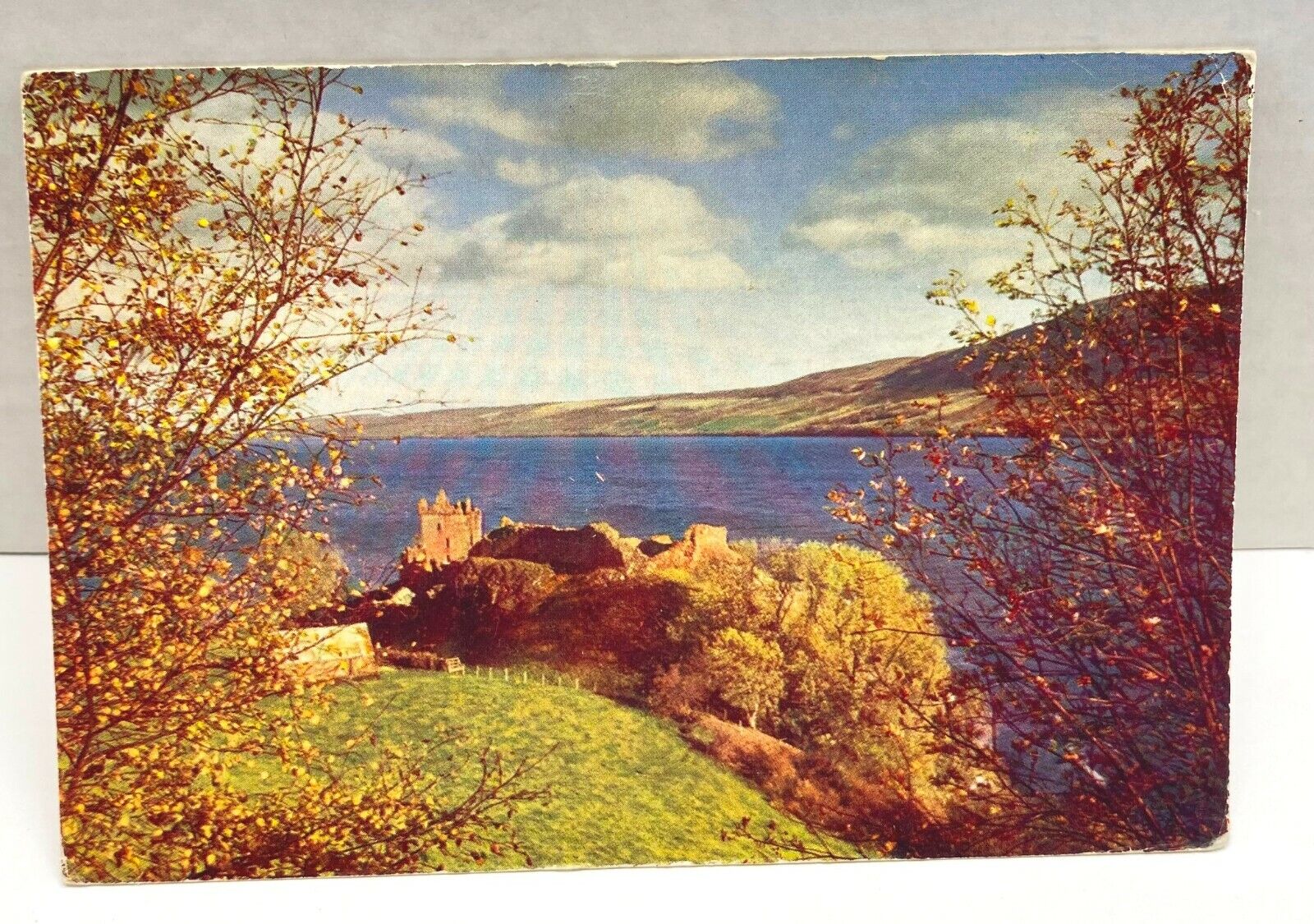 Urquhart Castle and Loch Ness Scotland Postcard Vintage Souvenir Posted 1960s