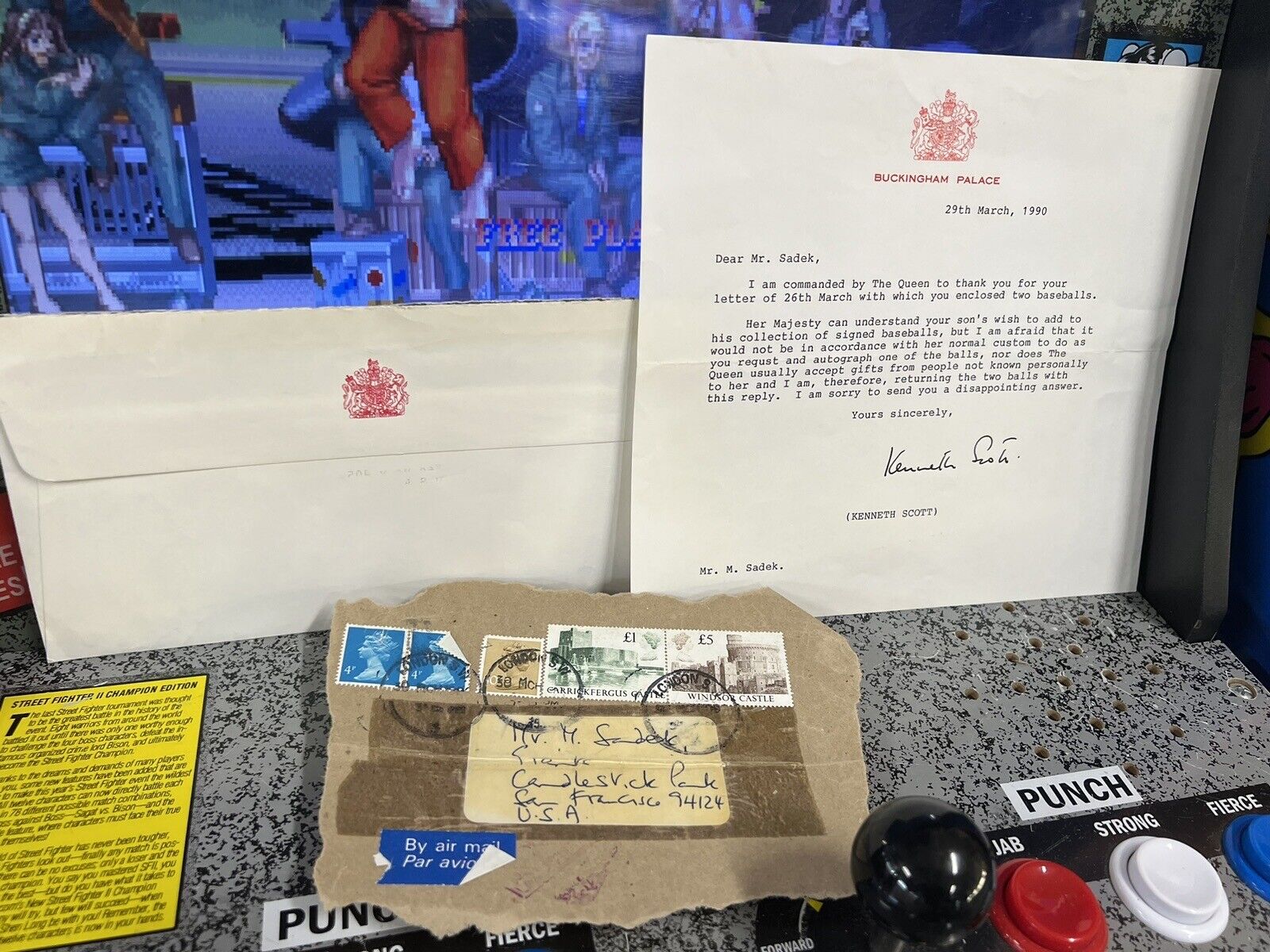 1990 Buckingham Palace Letter Queen Elizabeth Office San Francisco Giants Sadek