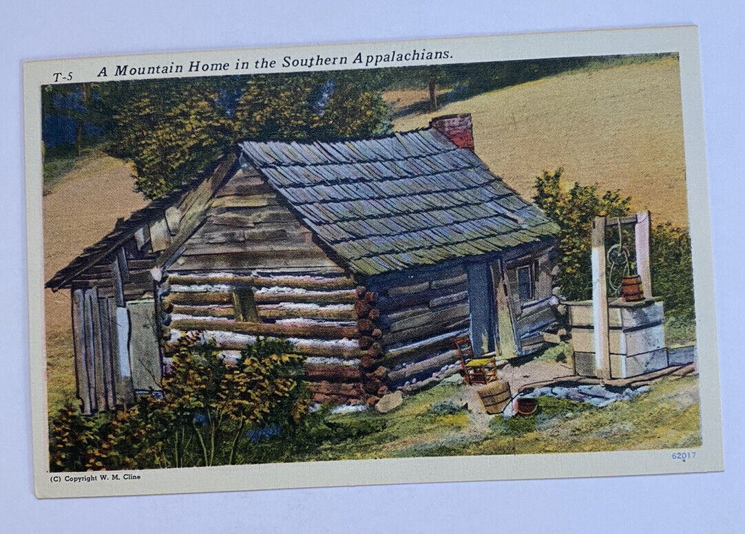 Vintage Linen Postcard ~ A typical Appalachian Mountain Home ~ Tennessee TN