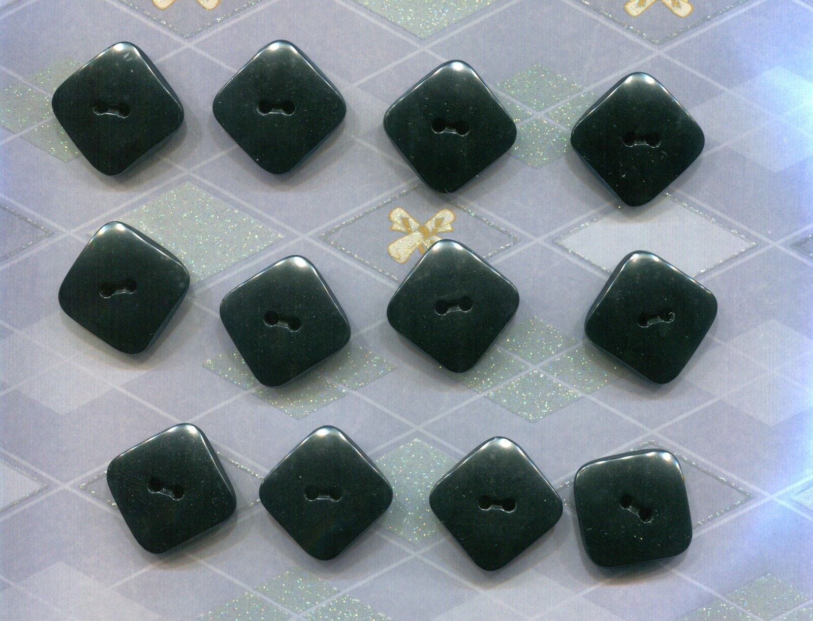 Set of 12 Vintage Chunky Black Coat Plastic Buttons-(  1  inch)-Item# 30-12