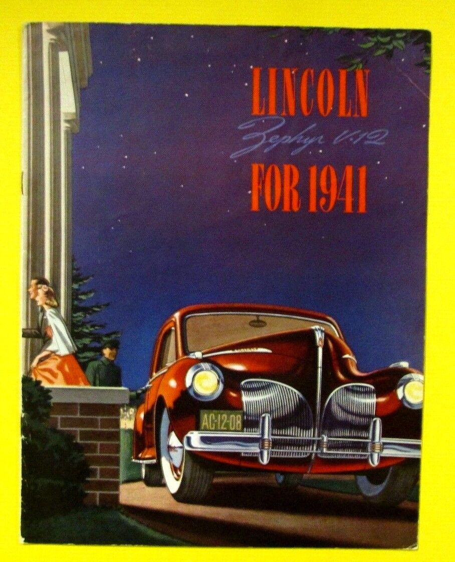 Vintage Original 1941 LINCOLN ZEPHYR SALES BROCHURE CHARLESTON MOTORS WEST VA