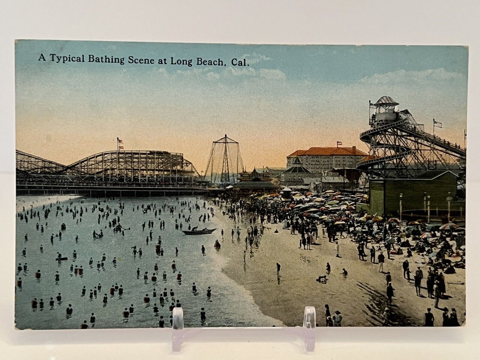 Vintage 1912 Long Beach CA- California, A Typical Bathing Scene Postcard
