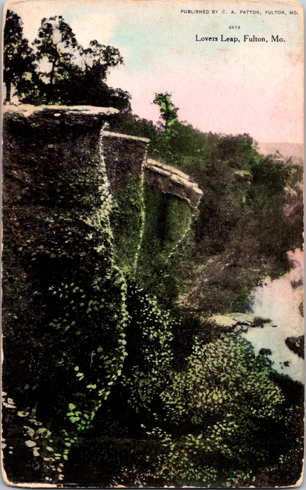Vintage 1910's Lovers Leap, Rock Outcropping, Fulton Missouri MO Postcard