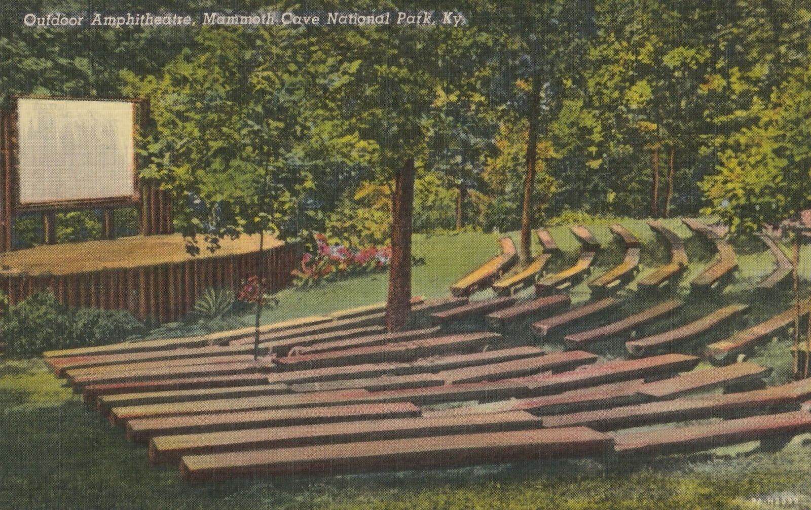 VINTAGE POSTCARD OUTDOOR AMPHITHEATRE AT MAMMOTH CAVE NATIONAL PARK, KY