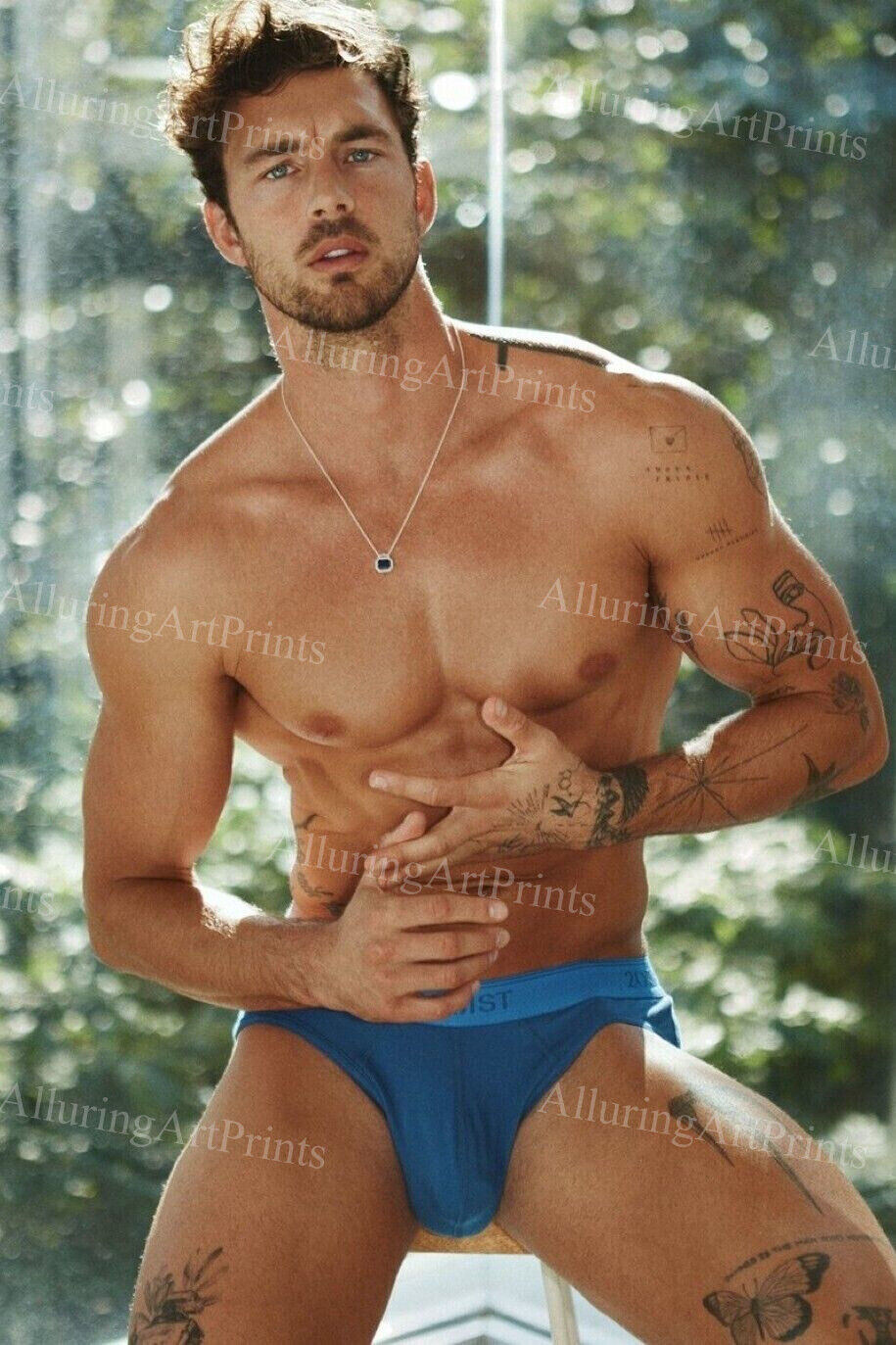 8x10 Male Model Photo Print Muscular Handsome Beefcake Shirtless Hunk -NN250