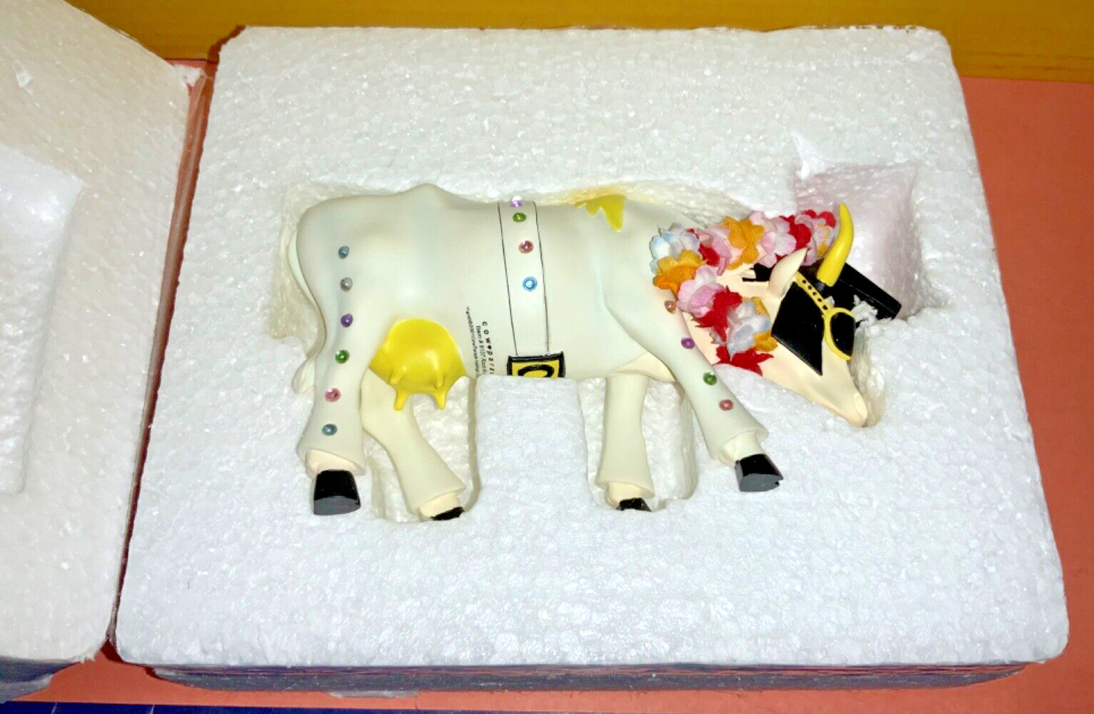 2001 Cow Parade Rock-N-Roll Cow No. 9137 w/ Box - AS IS
