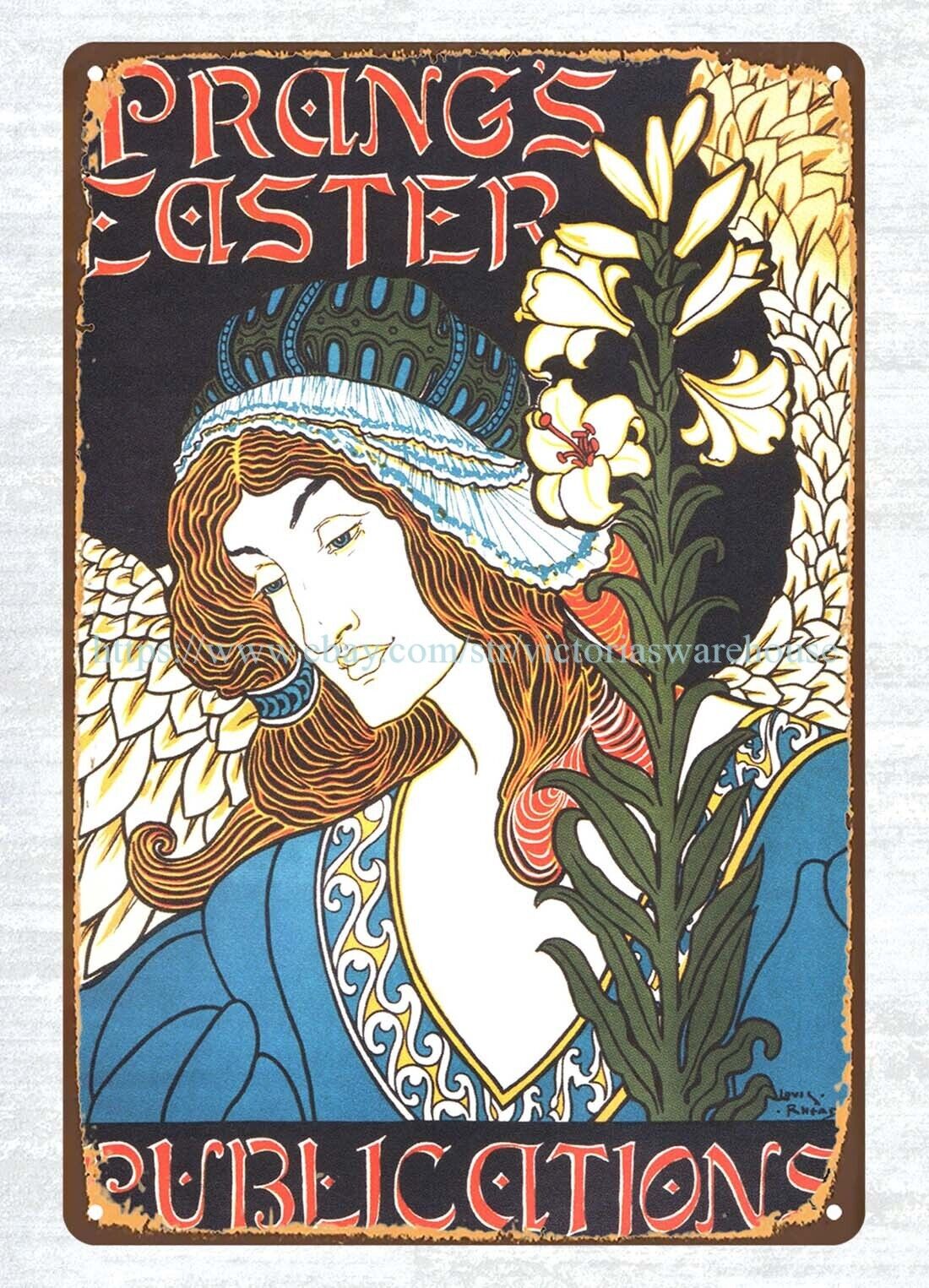 bar decor 1896 Prang\'s Easter Publicationsa poster by Louis Rhead metal tin sign