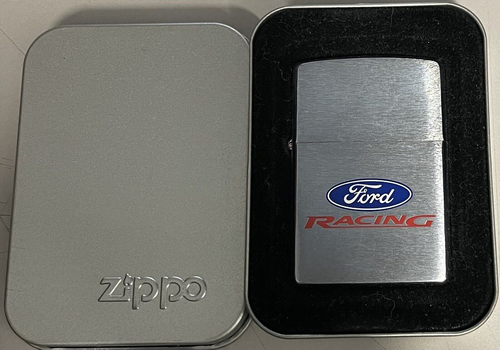 ZIPPO 2001 FORD RACING BRUSHED CHROME LIGHTER SEALED IN BOX c664
