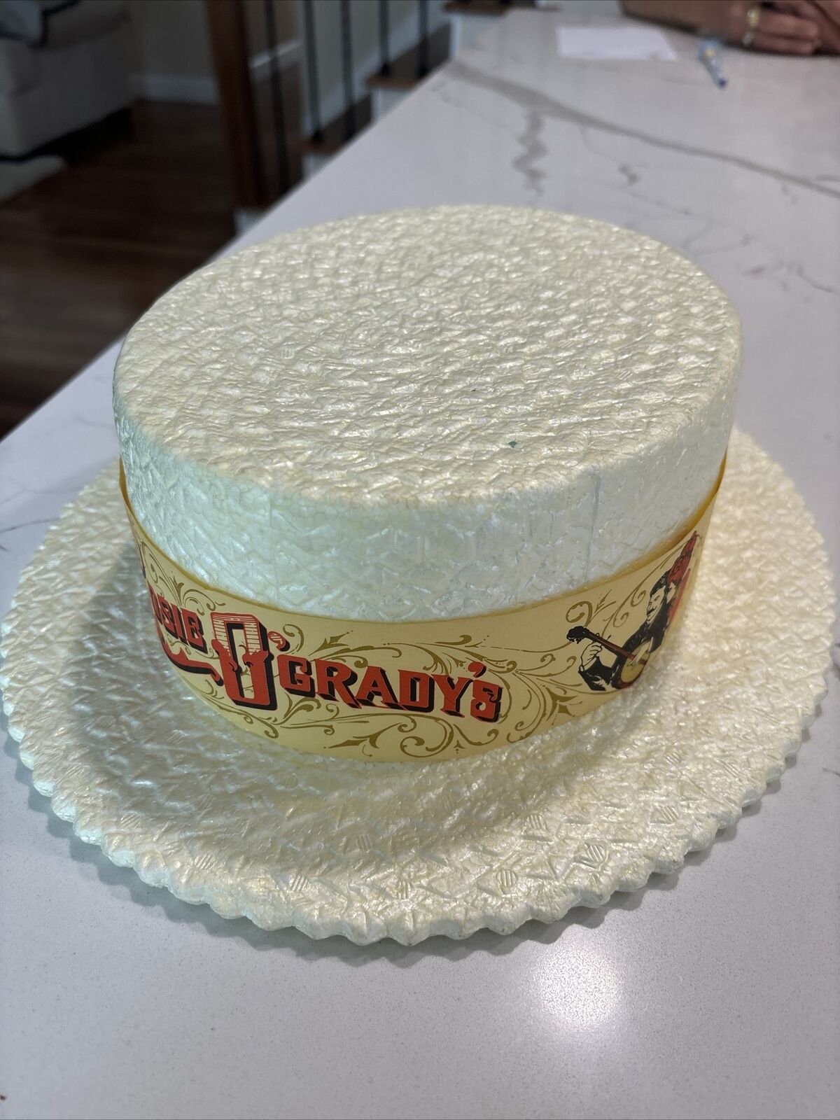 Vintage Rosie O'Grady's Styrofoam Straw Hat Goodtime Emporium Orlando FL EUC