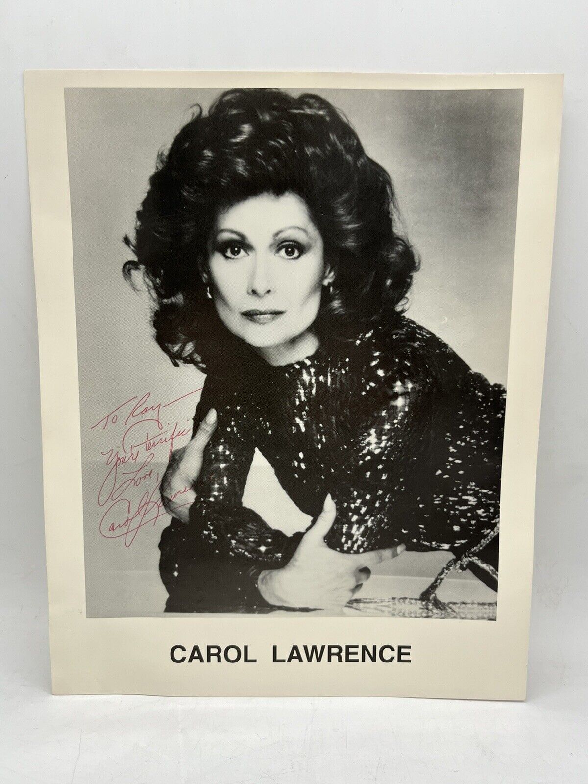 Carol Lawrence  1980s Original Vtg Stunning Portrait Photo Autographed B&W Photo