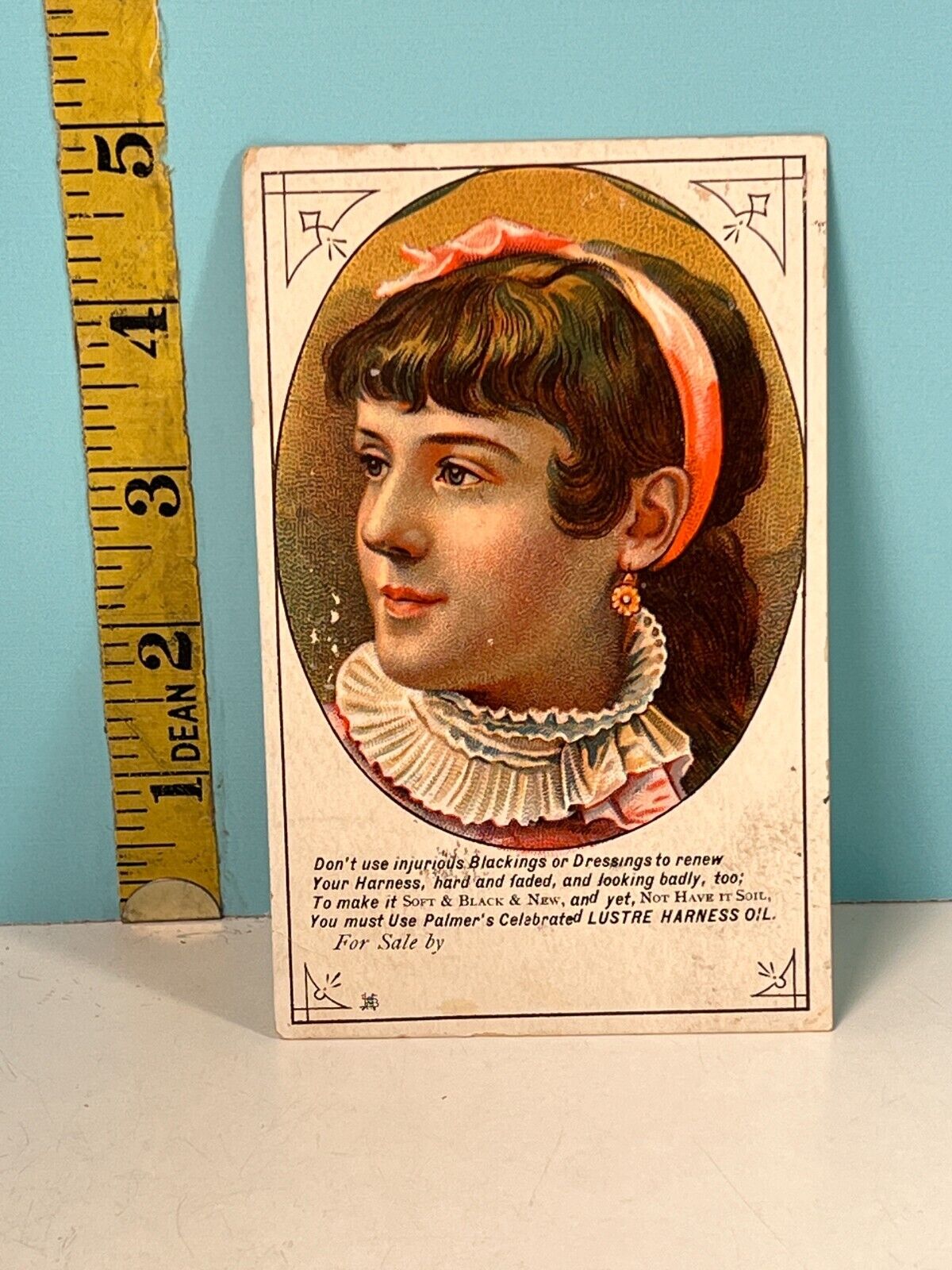 Vintage/antq Palmer\'s Lustre Harness Oil Trade Card.