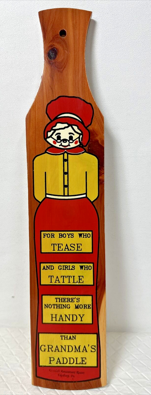 Vintage Grandma\'s Paddle Discipline Wooden Sign Souvenir Wall Hanging