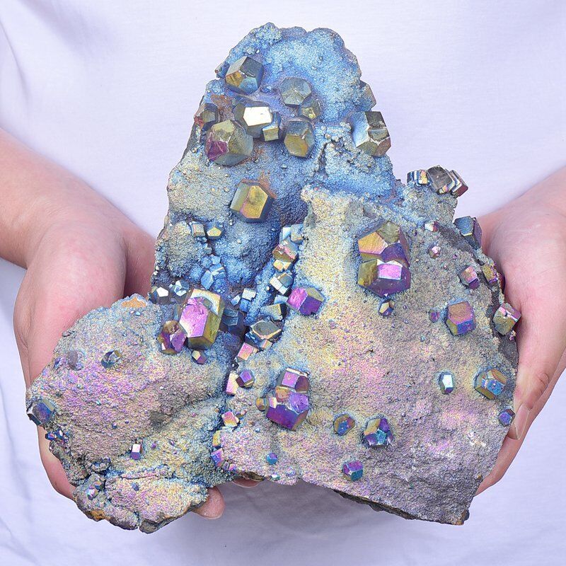 5.75LB Electroplated quartz Calcite mineral specimen for spiritual healing
