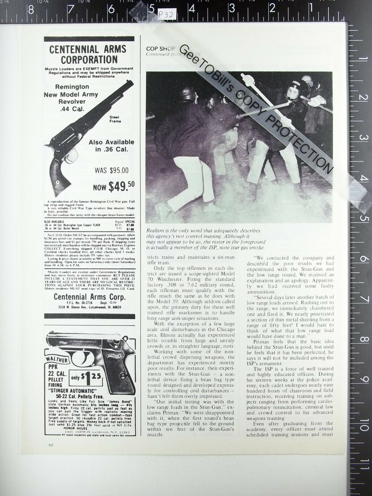 \'72 Centennial Arm Corp Remington model Army .44 Walther PPK .22 pellet gun ad
