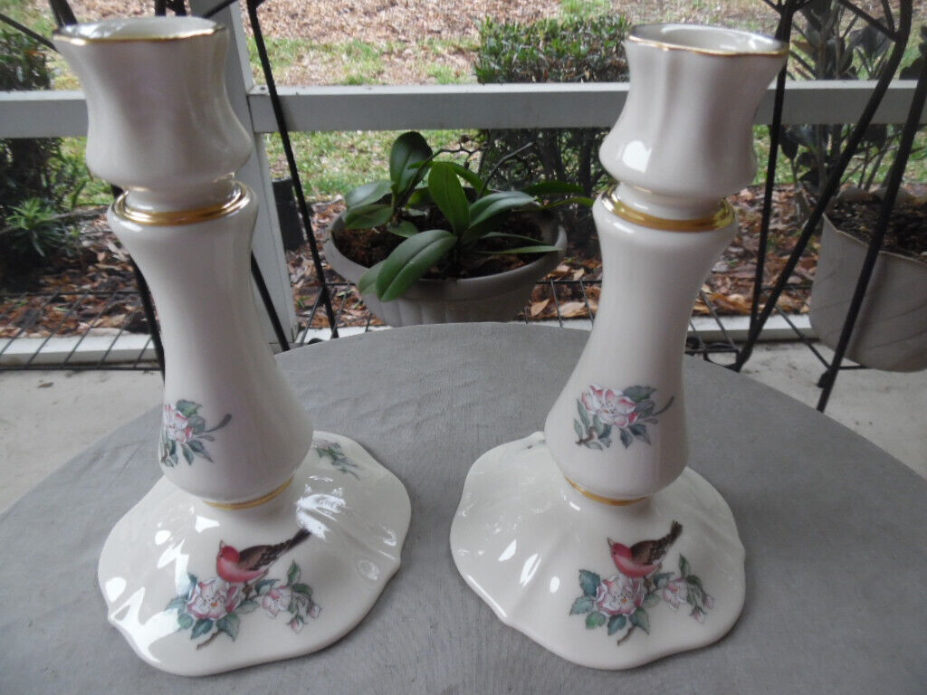 Lenox Porcelain Serenade Pattern Decorative Candle Holders