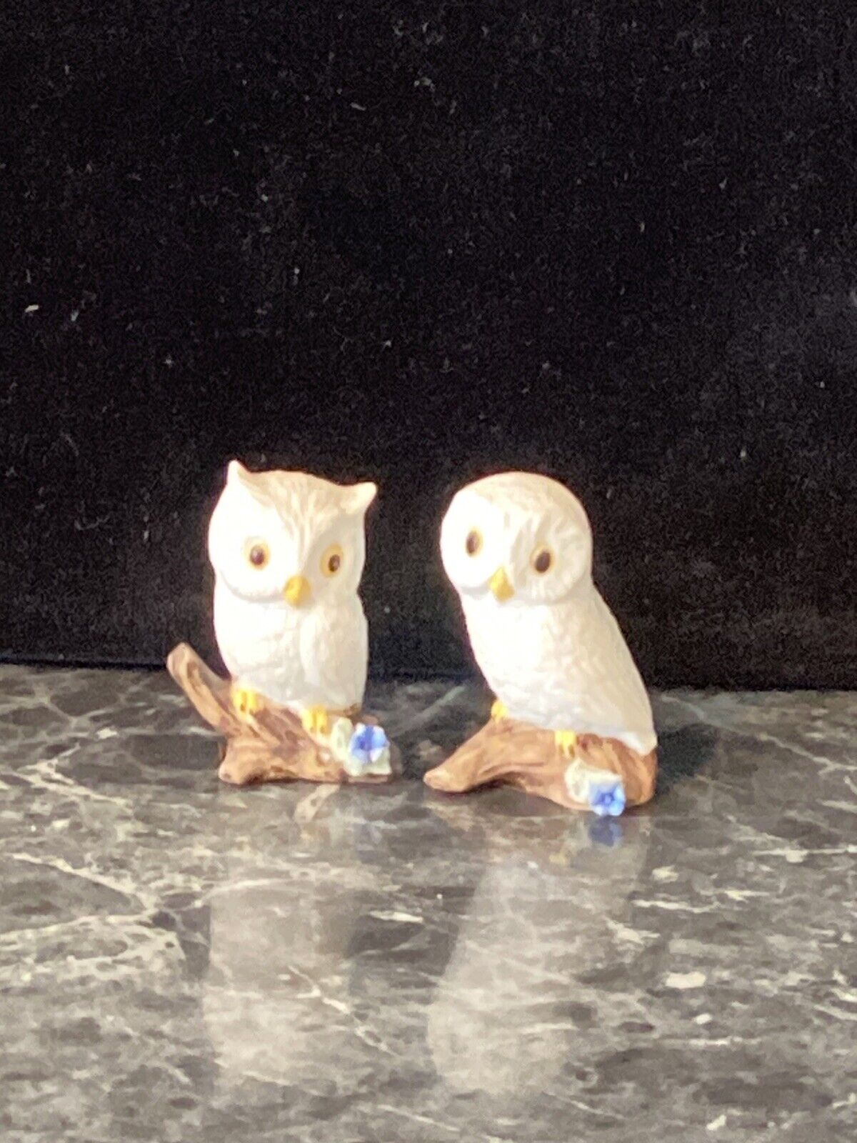 Vintage Napcoware Miniature Owl With Floral Figurine Lot Of 2