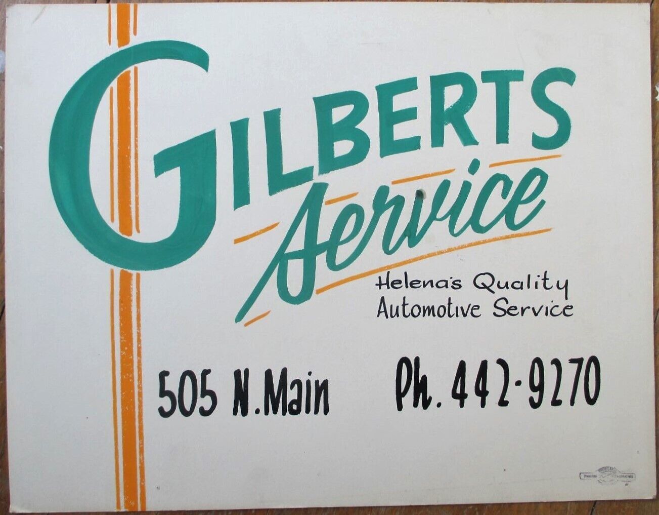 Helena, MT 1930s Hand-Painted Advertising Sign, Car Service Garage, Original Art