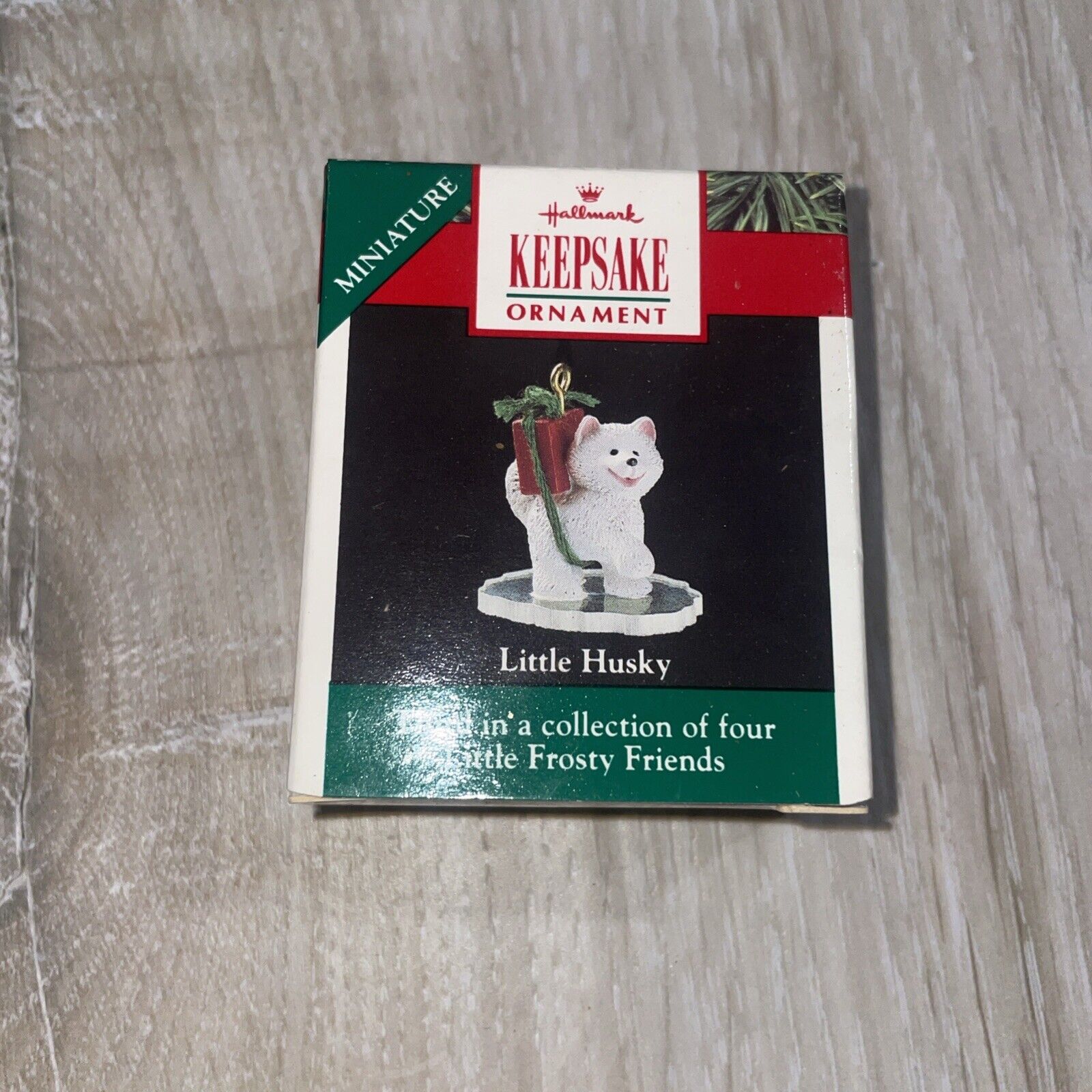 Christmas Hallmark Miniature Ornament 1990 Little Husky #3 in Frosty Friends