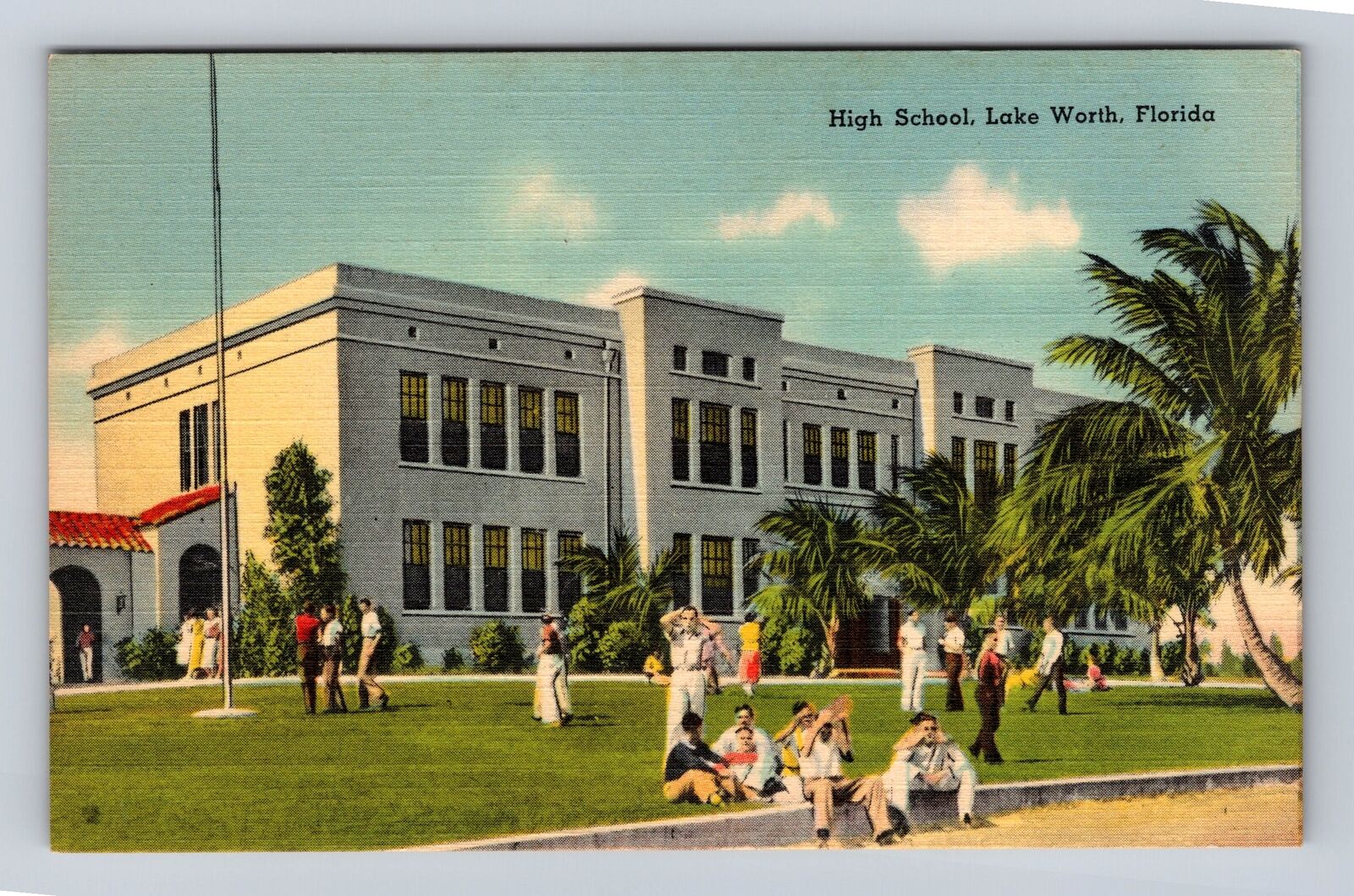 Lake Worth FL-Florida, High School, Antique, Vintage Souvenir Postcard