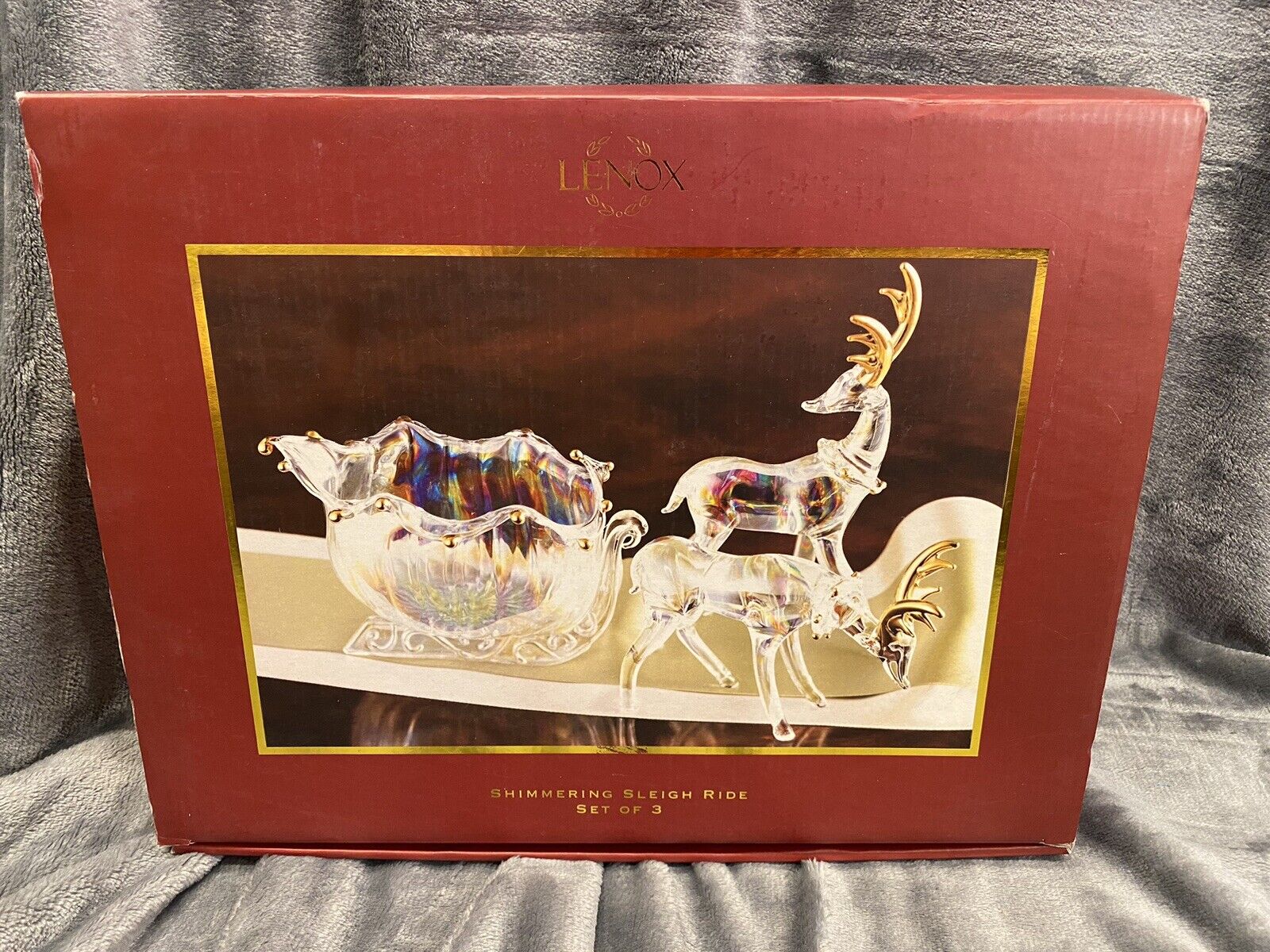 RARE Lenox Shimmering Sleigh Ride Set of 3 Christmas Decoration