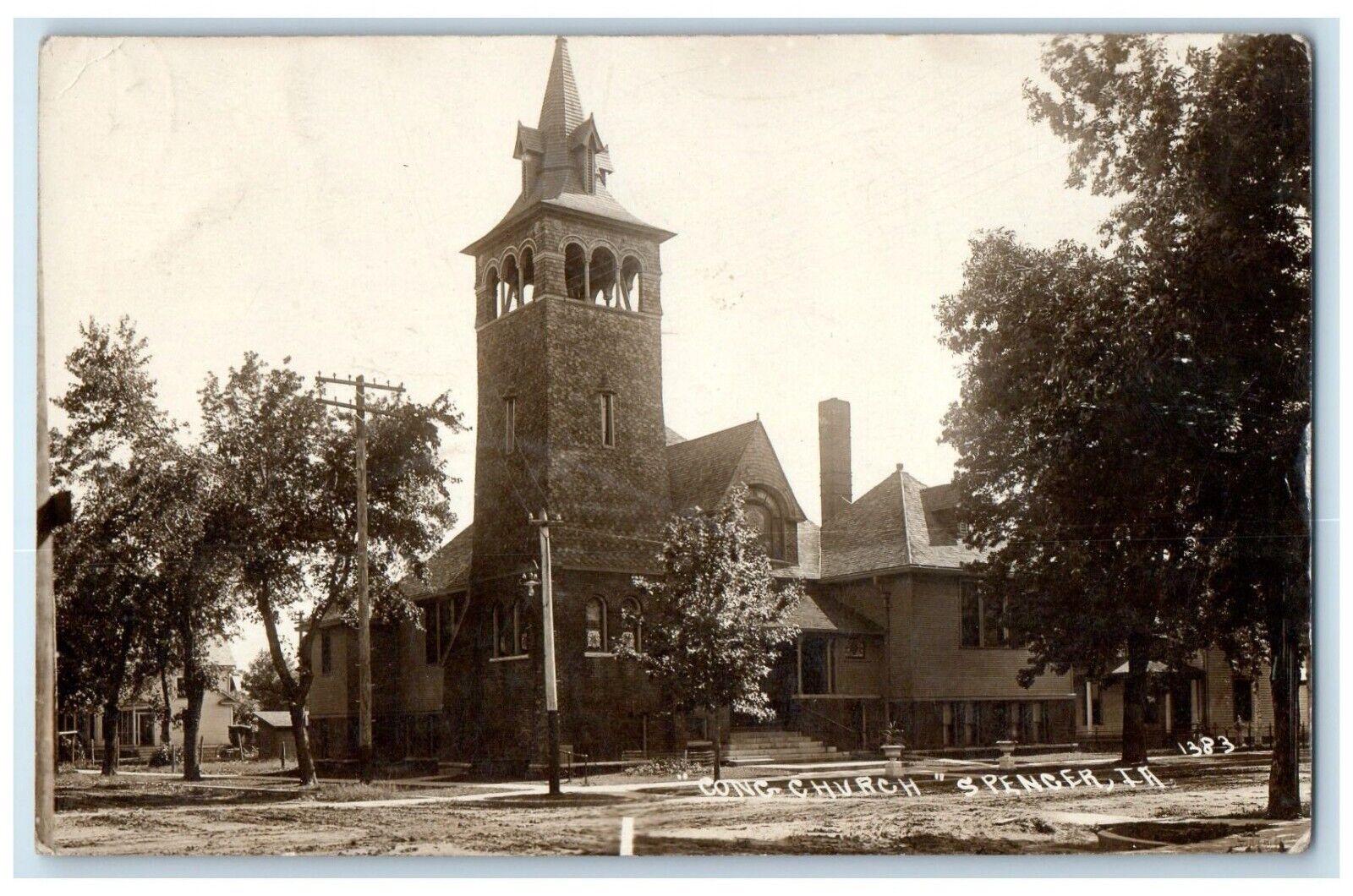 c1930\'s Congregational Church Spencer Iowa IA RPPC Photo Posted Vintage Postcard