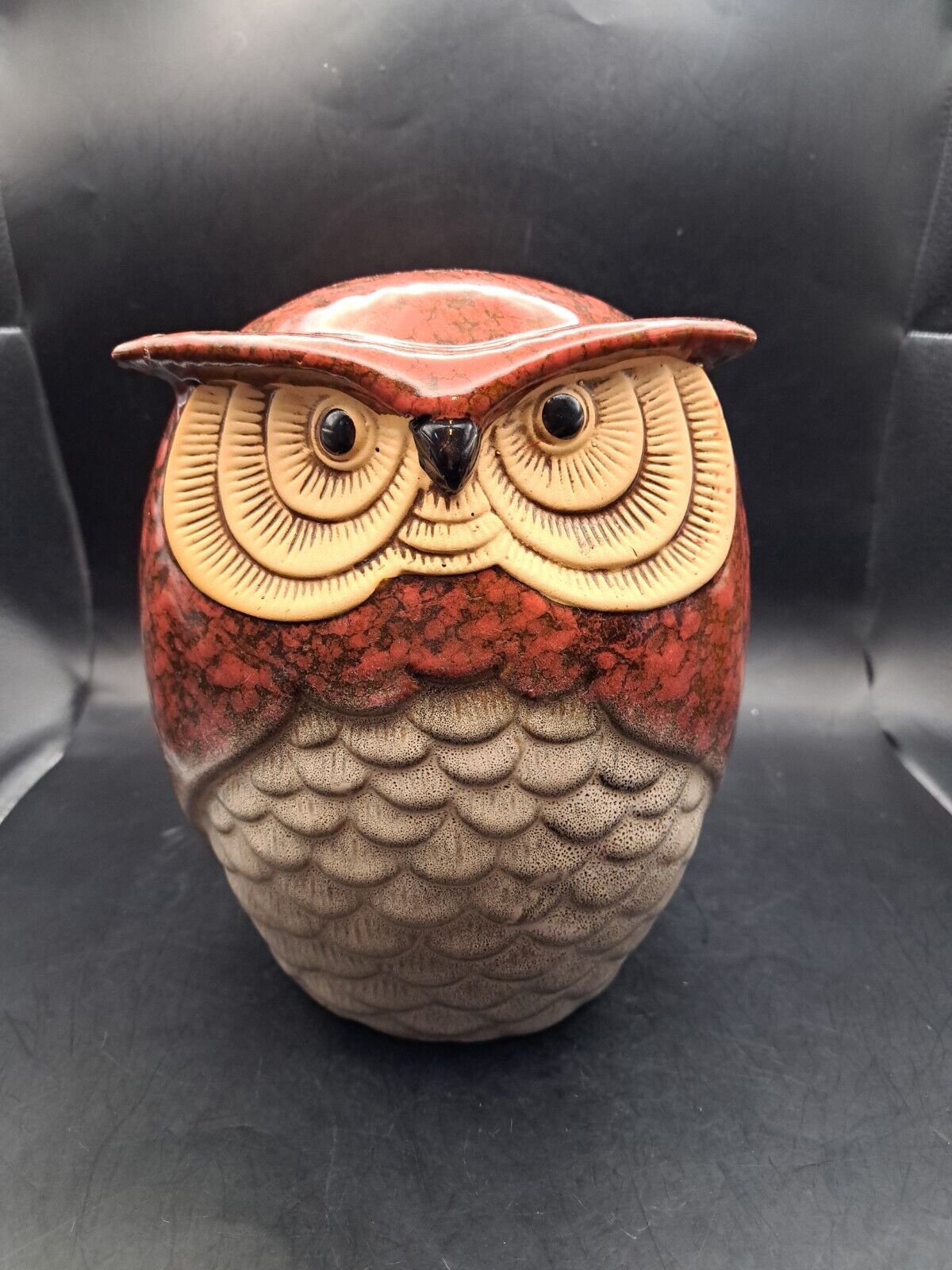 Spotted Owl Art Pottery Figurine 8 In Tall. 