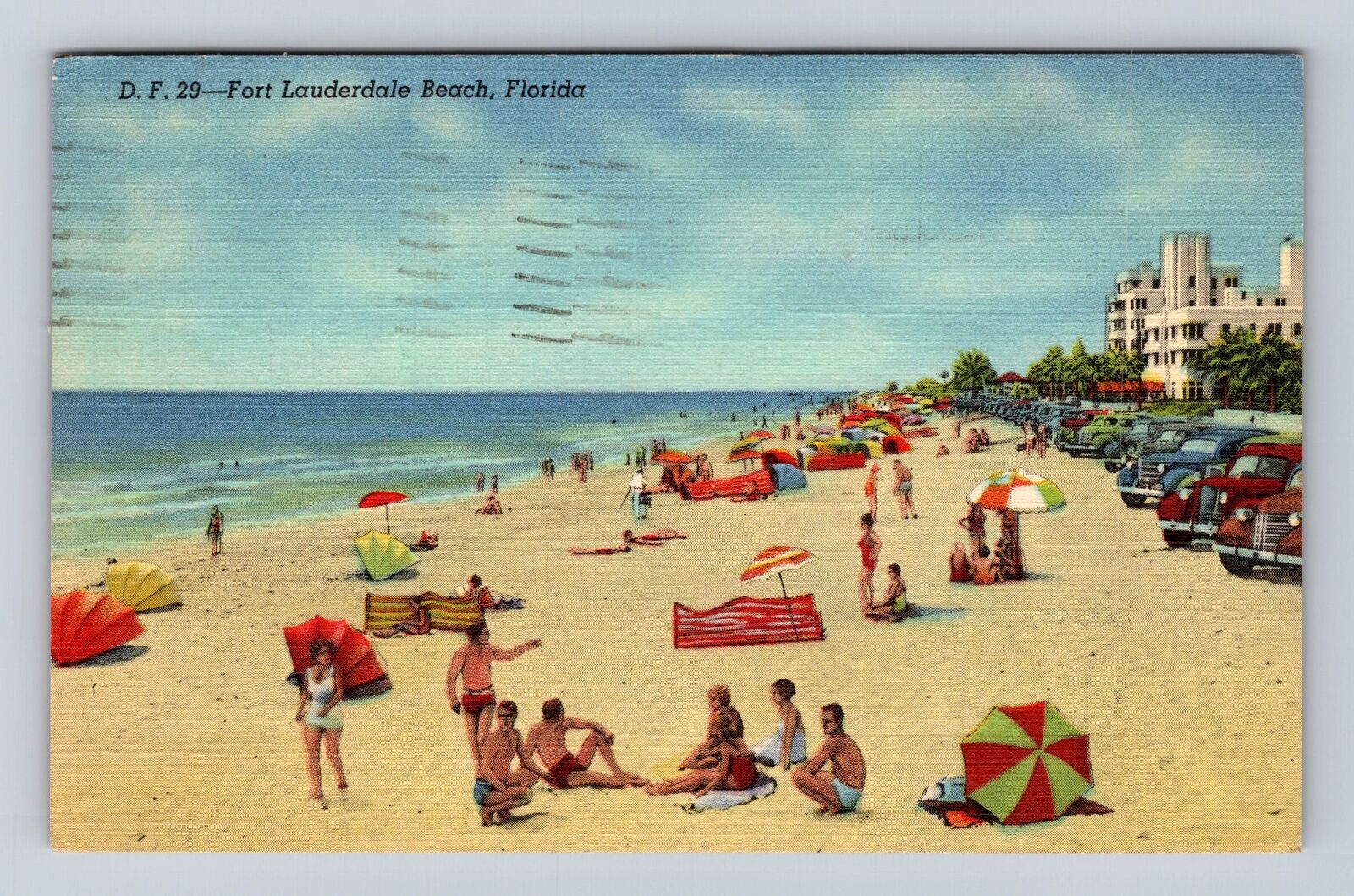 Fort Lauderdale FL-Florida, Beach, Antique, Vintage c1948 Souvenir Postcard