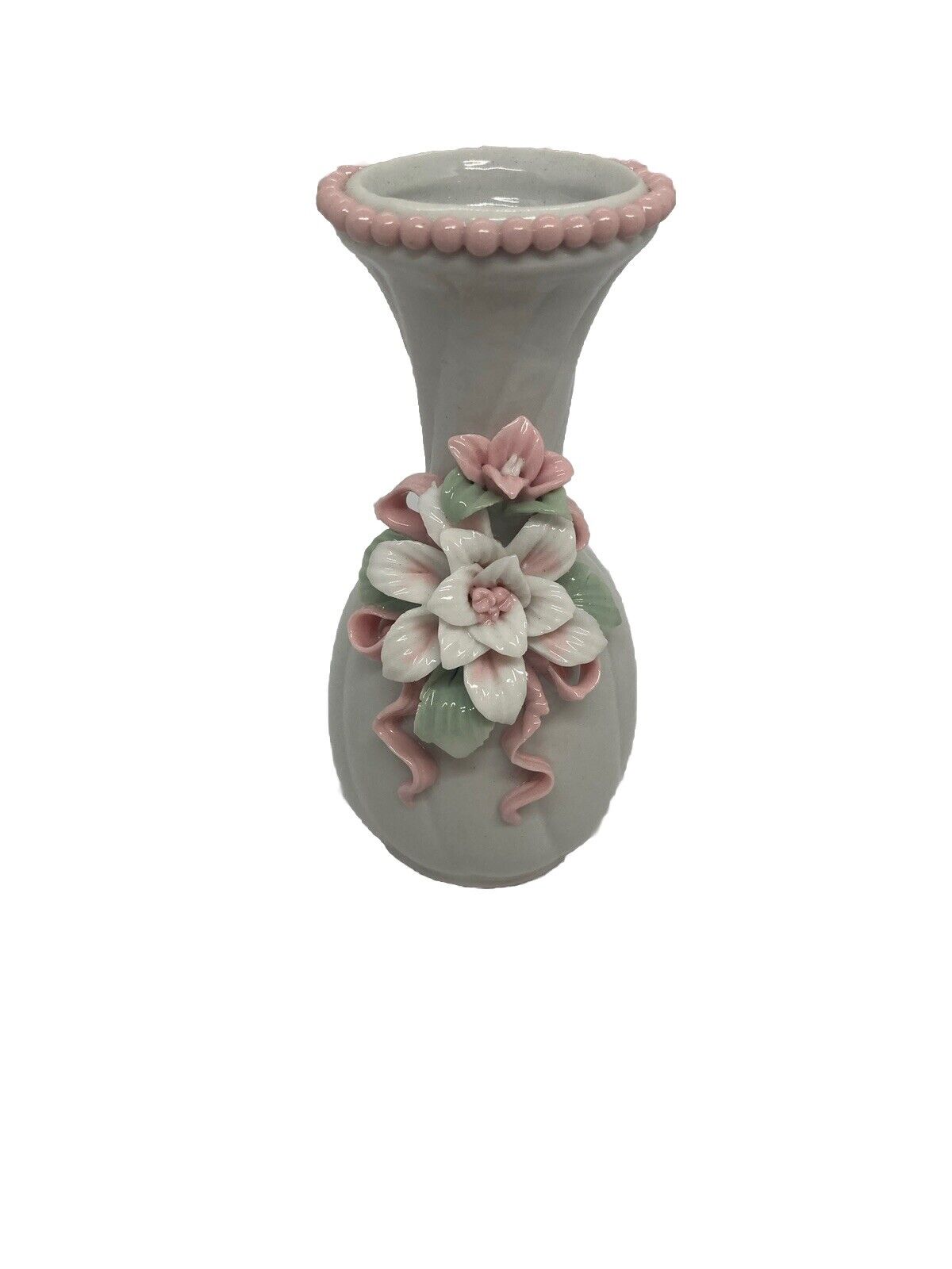 Vintage 3d Flower Porcelain Vase