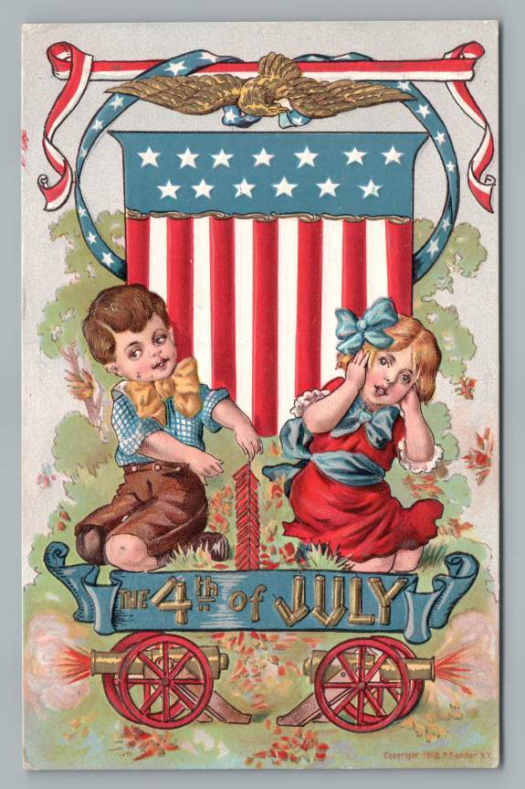 Antique July 4 Independence Day Fireworks Kids Sander Saratoga Springs NY 1908