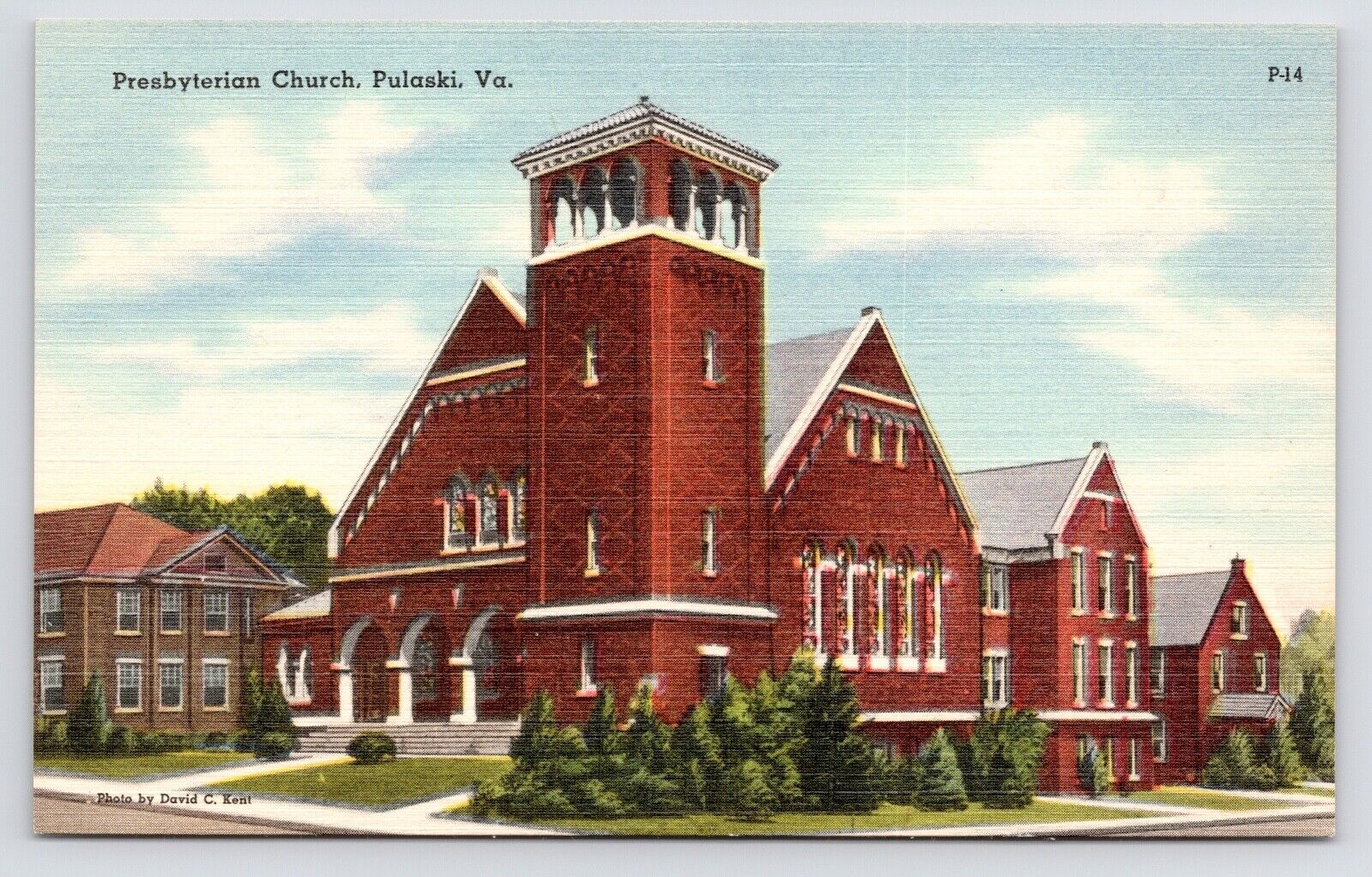 c1940s Presbyterian Church Street David Kent Photo Pulaski Virginia VA Postcard