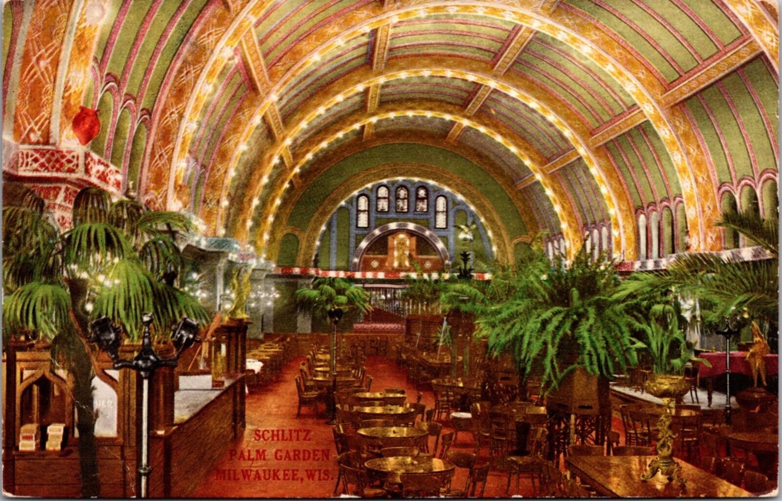 Postcard Schlitz Palm Garden in Milwaukee, Wisconsin