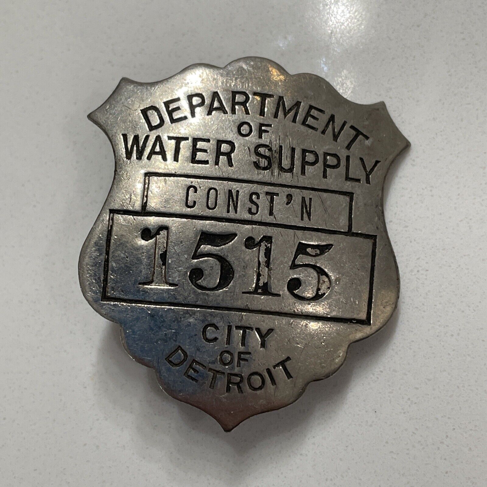 Vintage Rare City of Detroit Department of Water Supply Construction Badge