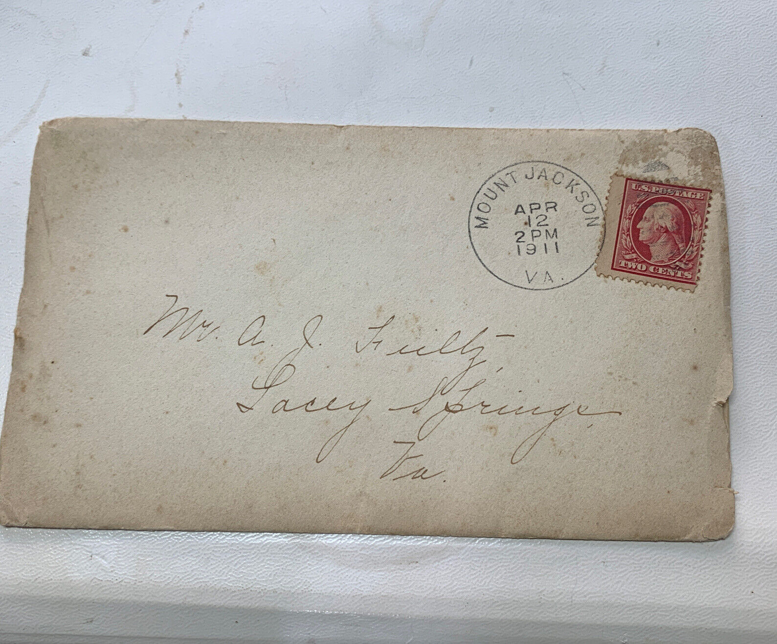 Vintage 1911 Wedding Invitation & Cover From Mount Jackson To Lacey Spring VA
