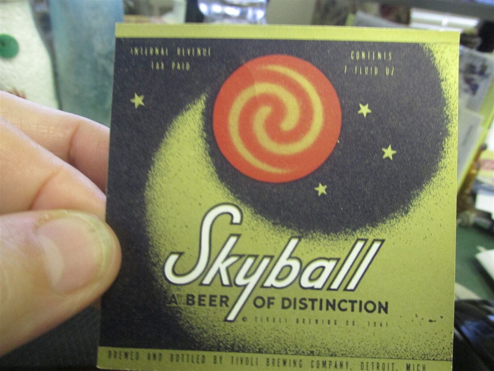 RARE Tivoli Skyball Beer IRTP Label 1941 Detroit, Michigan NOS/UNUSED