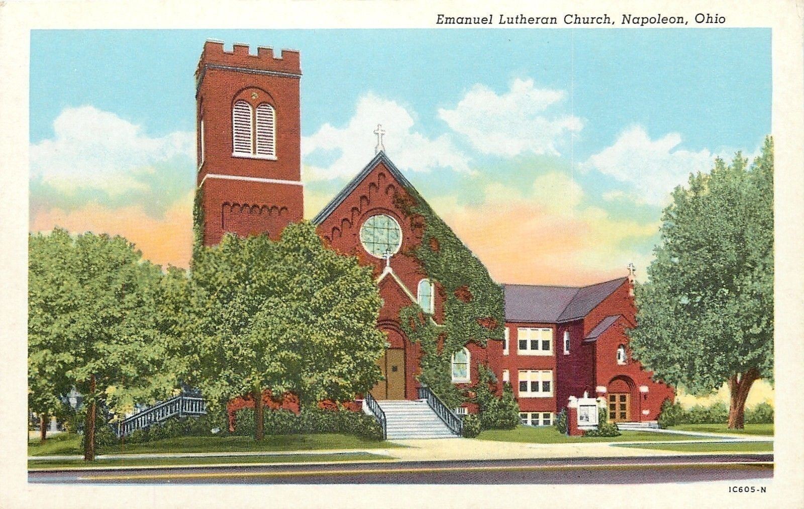 Napoleon Ohio~Emanuel Lutheran Church~1951 Postcard