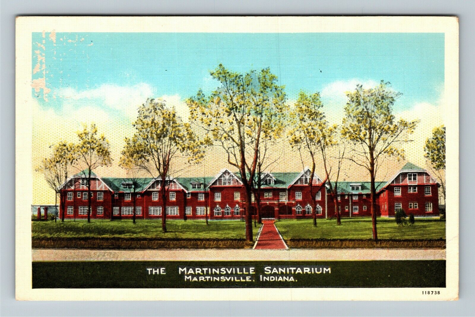 Martinsville IN Indiana The Martinsville Sanitarium Vintage Souvenir Postcard