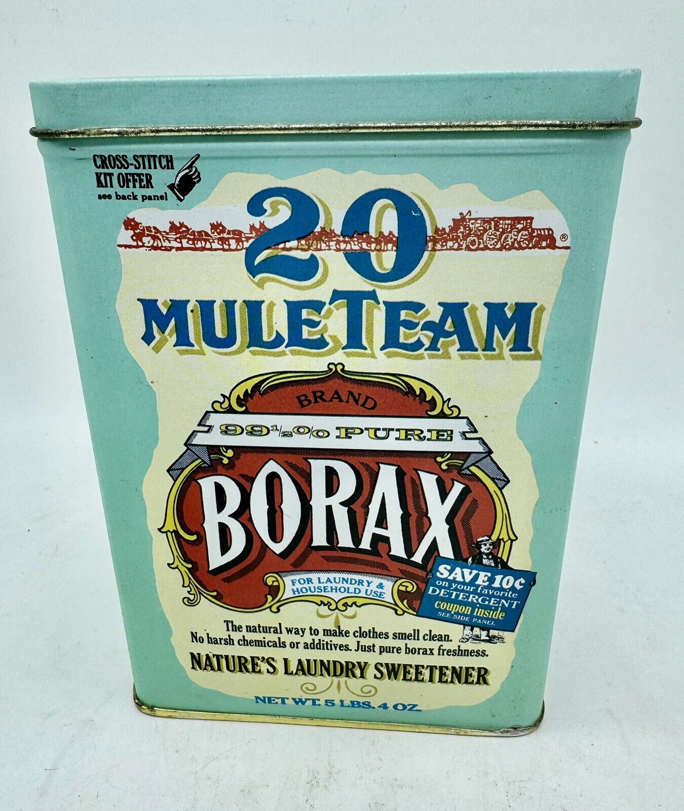 20 Mule Team Borax 7” X 5” Collectible Tin Box Company Reproductions Turquoise