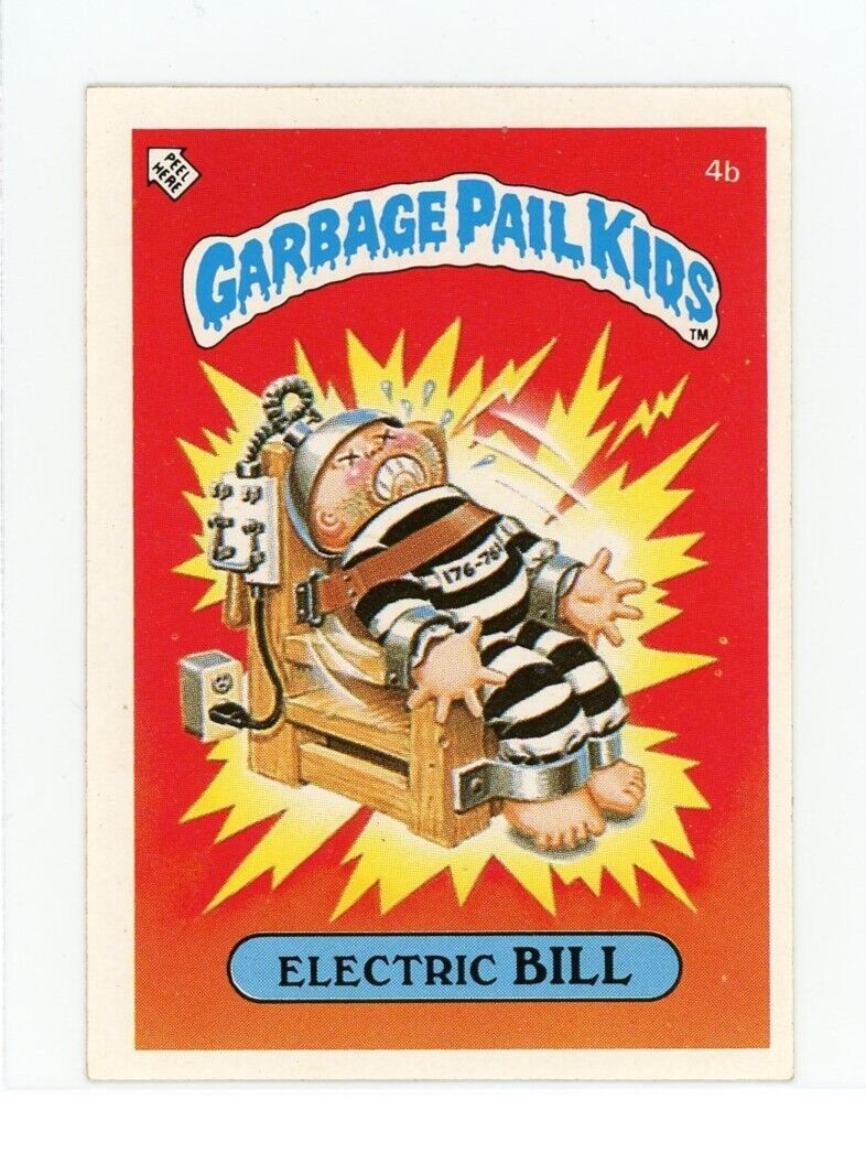 1985 Garbage Pail Kids UK Mini  Electric Bill  4b Vintage Card (a)