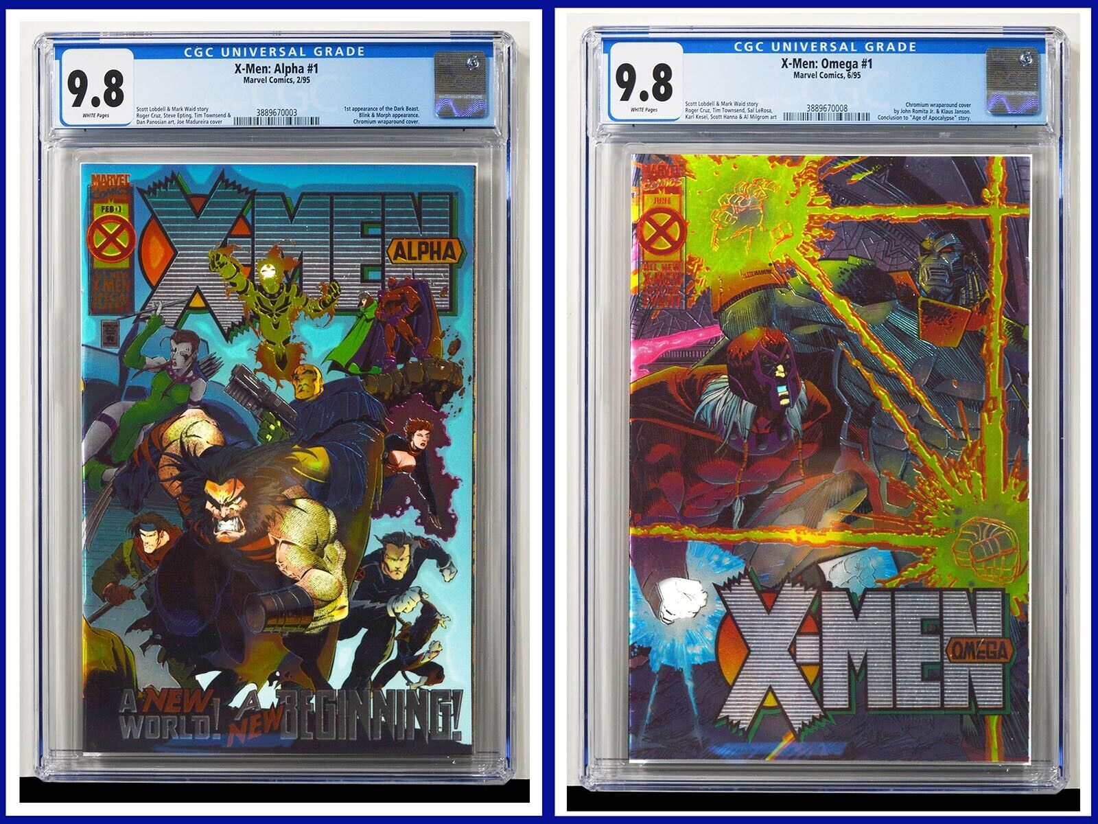 X-Men Set Of 2 #1 #1 CGC Graded 9.8 Marvel 1995 Alpha Omega Comic Books.