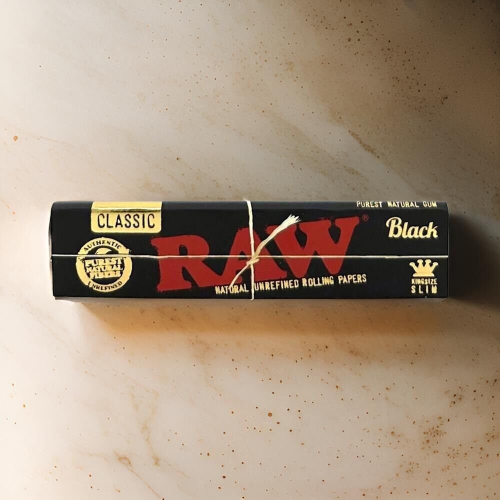 Raw Black King Size Rolling Papers Slim 1 Pack - USA Fast Shipping