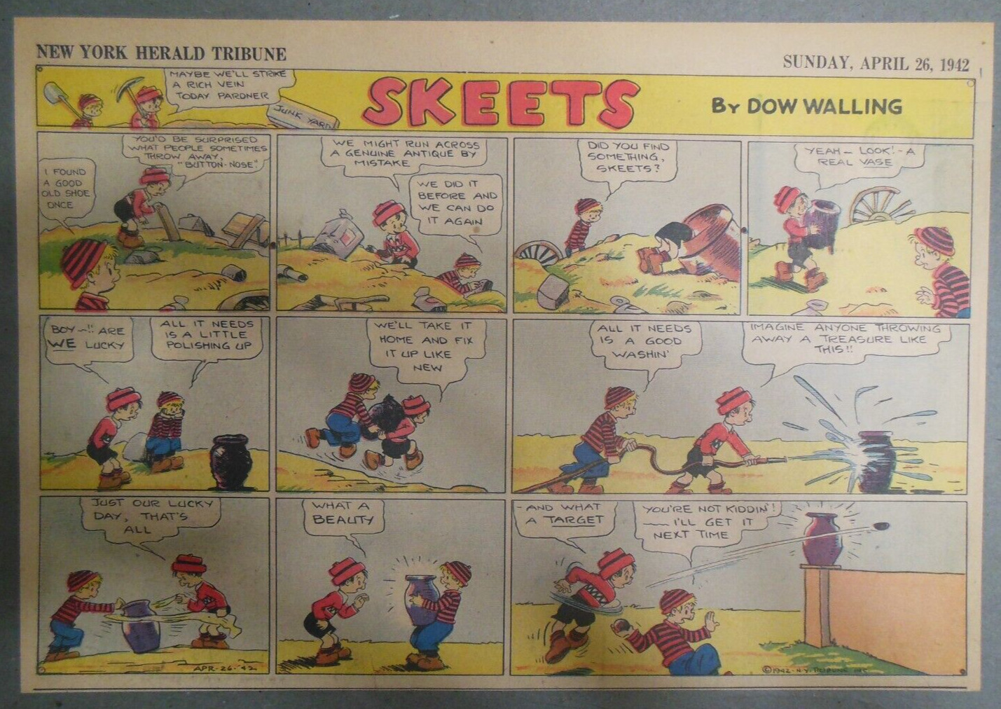 Skeets Sunday Page by Dow Walling from 4/26/1942 Half Page Size: 11 x 15 inches
