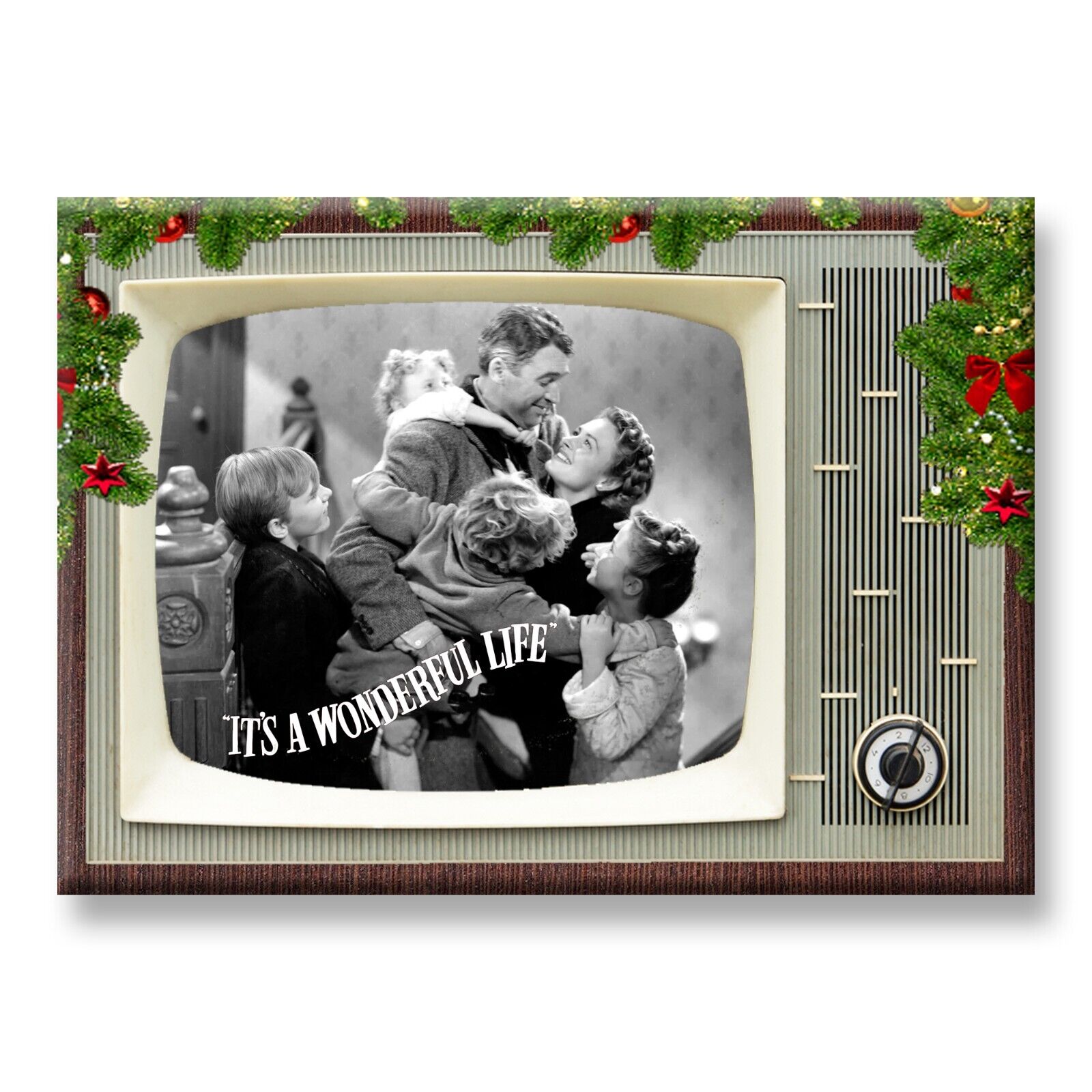 Its a Wonderful Life Retro TV 3.5 inches x 2.5 inches Steel Fridge Magnet