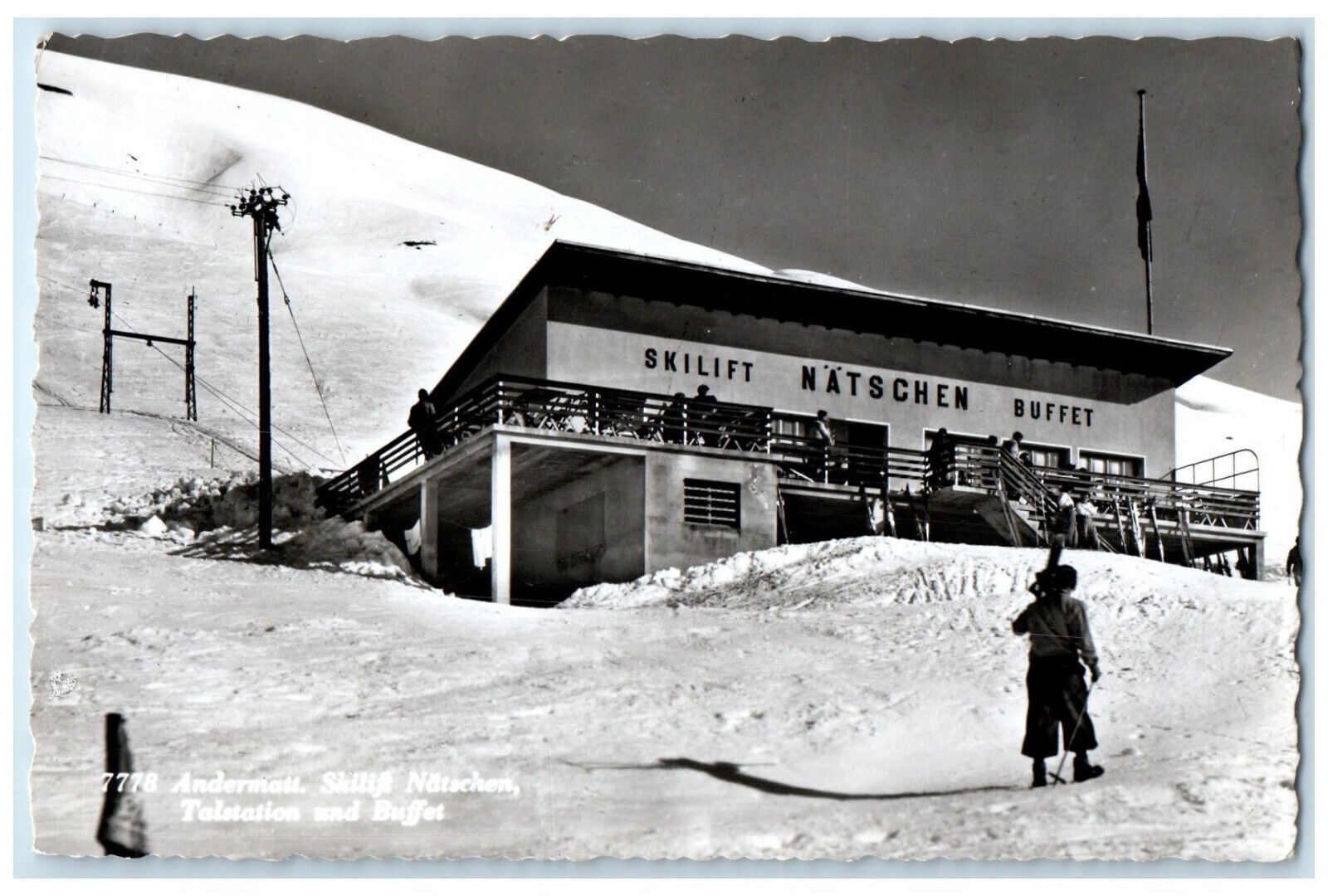 c1950\'s Skilift Natschen Buffet Andermatt Switzerland RPPC Photo Postcard