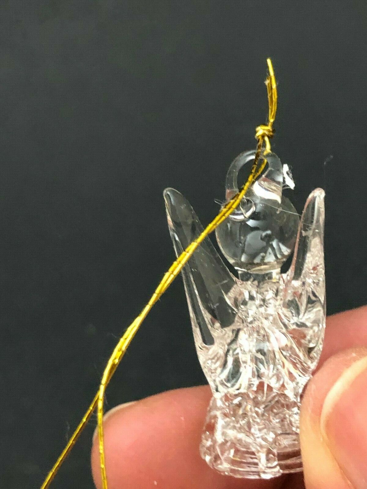 Vintage Spun Glass Miniature Angel Christmas Ornament Clear 1.4\