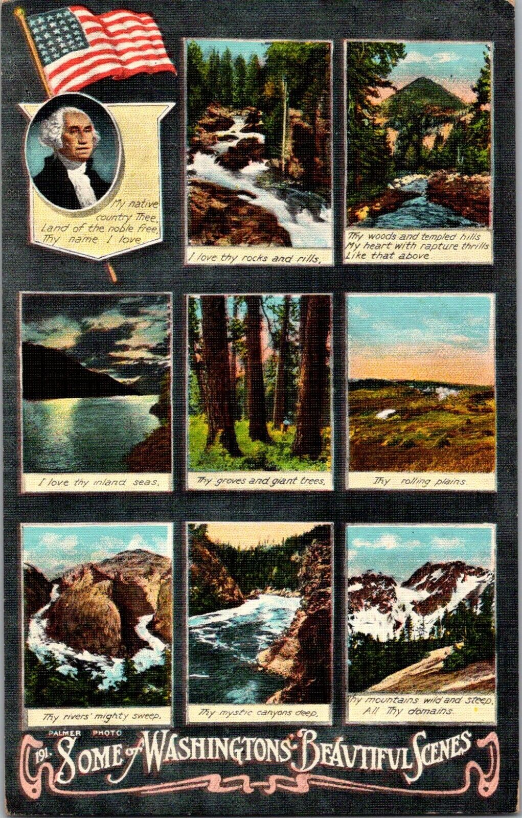 Postcard Some Of Washington's Beautiful Scenes Linen Multiview Unposted