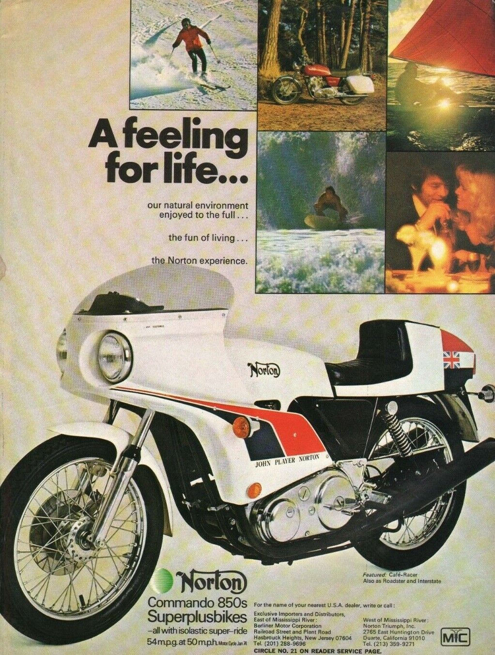 1974 Norton Commando 850 John Player Cafe Racer - Vintage Motorcycle Ad
