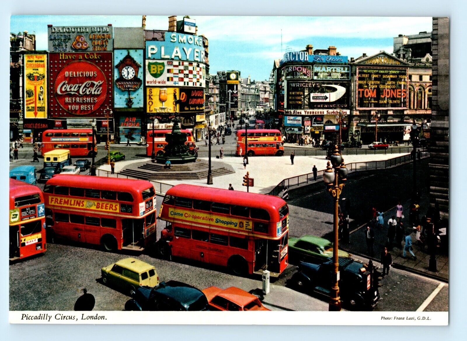 Coca Cola Tom Jones BP Guinness Time Clock Piccadilly Circus London Postcard C1