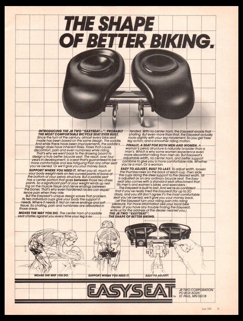 1982 Easy Seat Saddle-Vintage ORIGINAL Bike/Bicycle Print ad/mini poster-1980's