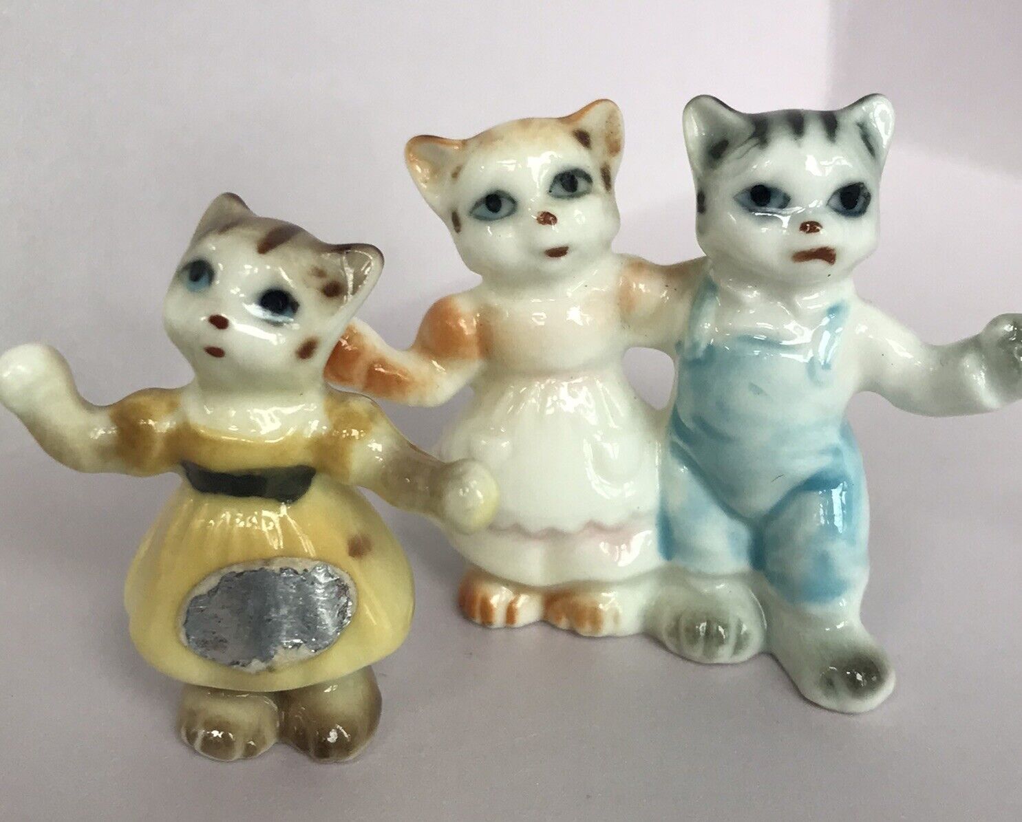 Vintage THREE LITTLE KITTENS Bone China Nursery Rhyme Miniature Set